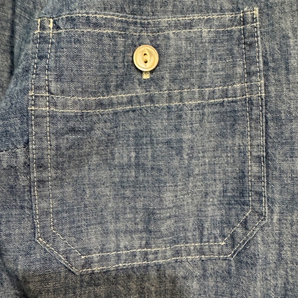 J. Crew Blue Chambray Button Down Shirt with Casual Style and Relaxed Fit - Picture 7 of 15